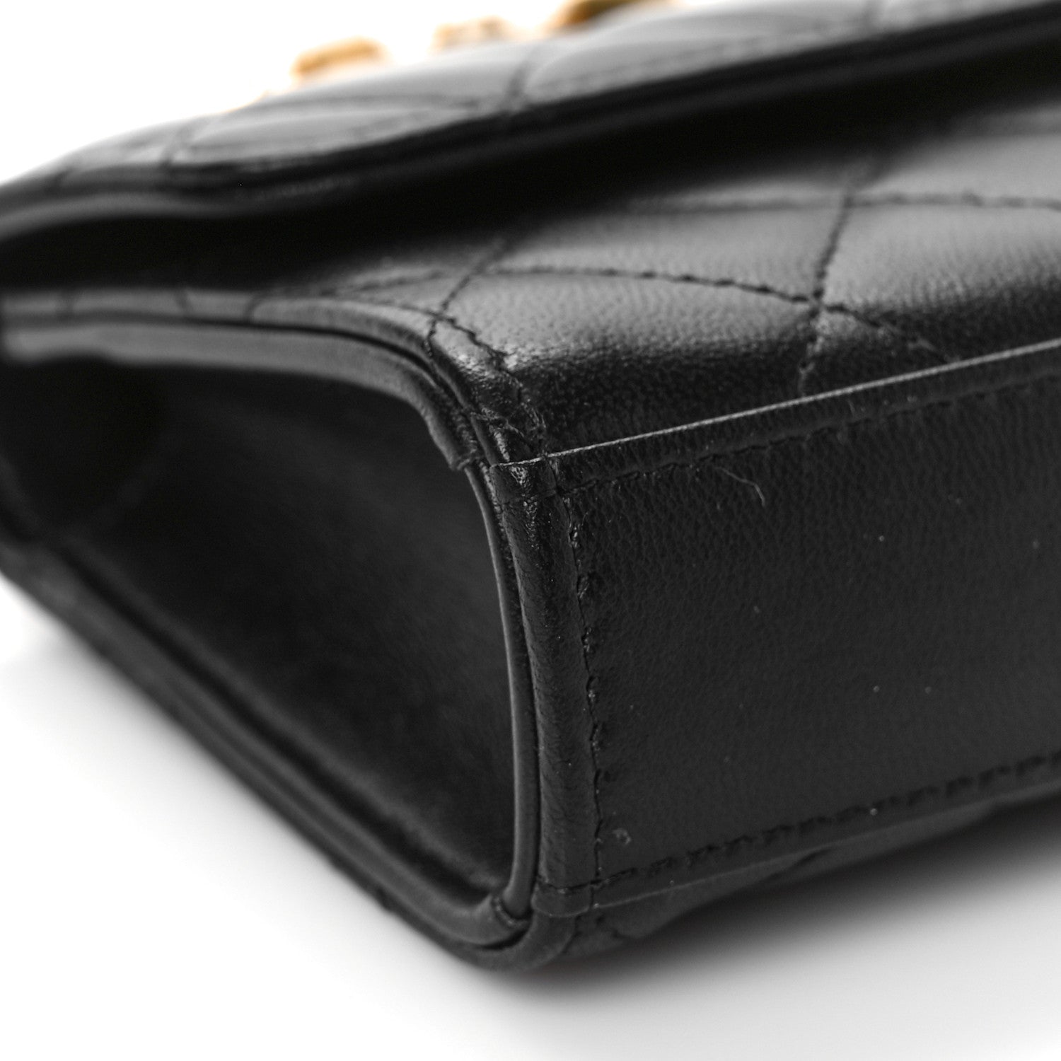 Chanel Lambskin Enamel Quilted Top Handle Flap Phone Holder With Chain Black 9 of 11