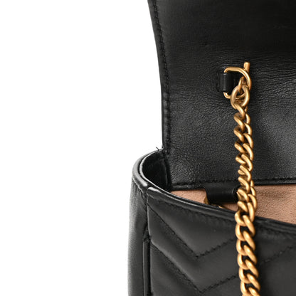 Gucci Calfskin Matelasse Super Mini GG Marmont Shoulder Bag Black 12 of 16
