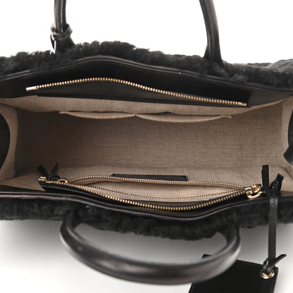 Balenciaga Shearling Calfskin Padlock Nude Work XS Bag Black 5 of 14