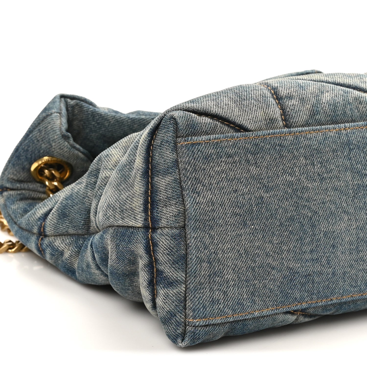 Saint Laurent Denim Quilted Small Loulou Puffer Monogram Chain Satchel Blue Cinnamon 9 of 11