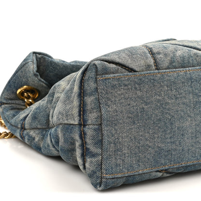 Saint Laurent Denim Quilted Small Loulou Puffer Monogram Chain Satchel Blue Cinnamon 9 of 11