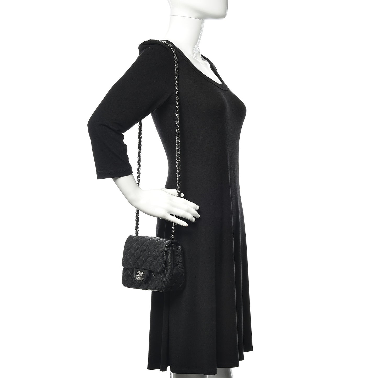 Caviar Quilted Mini Square Flap Black