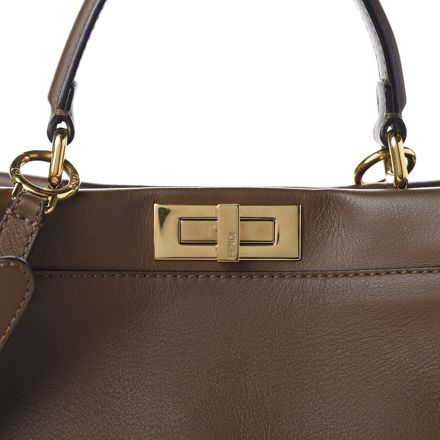 Fendi Vitello Seta Fabric Jacquard Pequin Medium Peekaboo Iconic Satchel Foresta Tobacco 11 of 12
