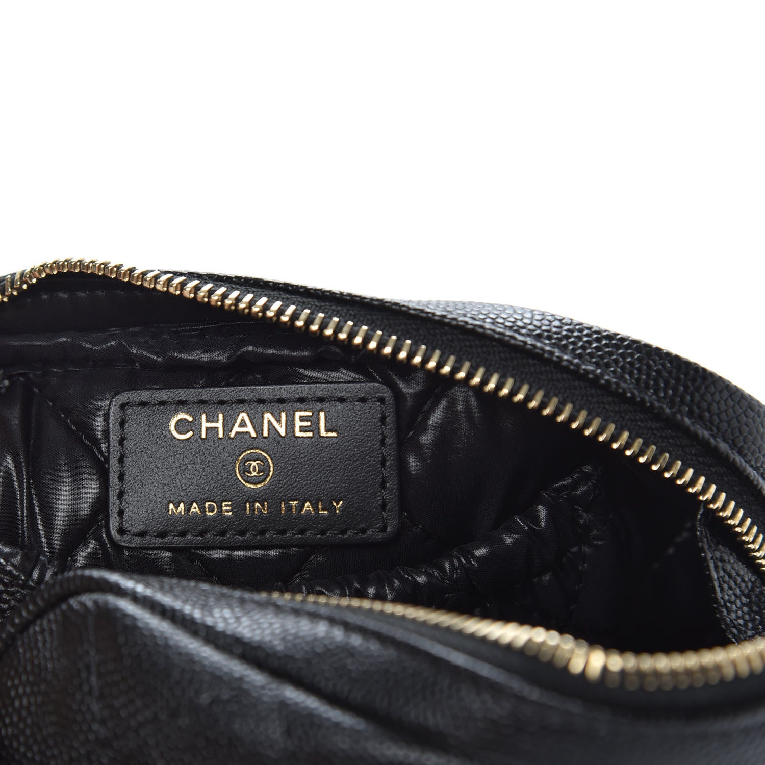 Chanel Caviar Quilted Small Curvy Pouch Cosmetic Case Black 6 of 10