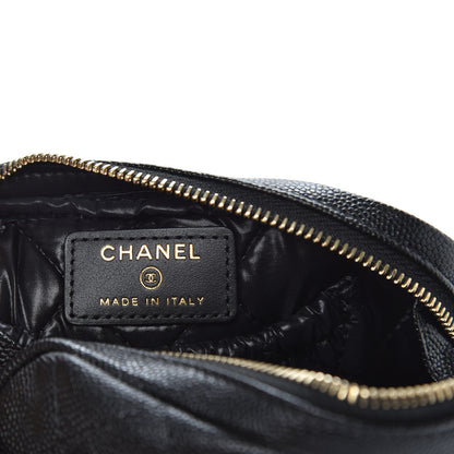 Chanel Caviar Quilted Small Curvy Pouch Cosmetic Case Black 6 of 10