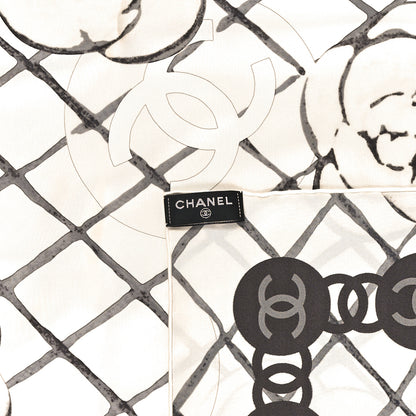 Chanel Silk Camellia CC Square Scarf Ivory 6 of 6