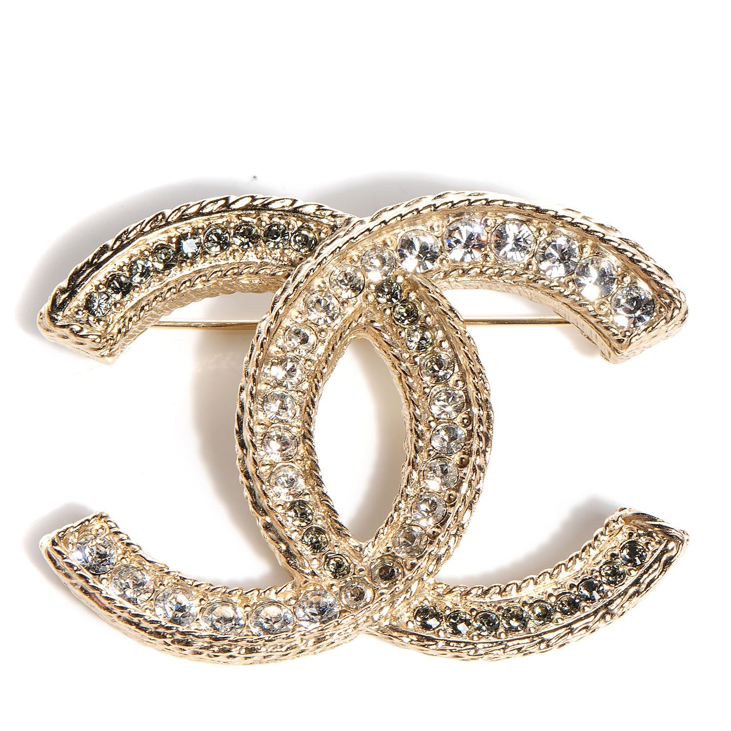 Chanel Crystal Large CC Brooch Gold 1 of 4