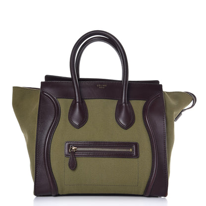 Celine Canvas Smooth Calfskin Mini Luggage Olive 1 of 19