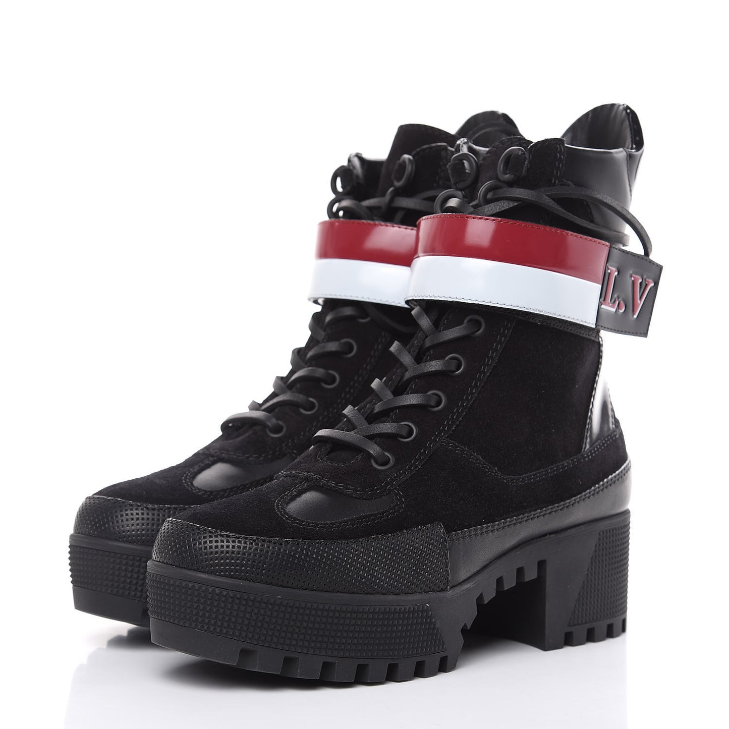 Suede Calfskin Laureate Platform Desert Boots 36 Black