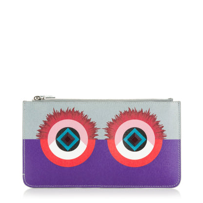 Fendi Vitello Elite Studded Hypnoteyes Zip Pouch Polvere Multicolor 1 of 8