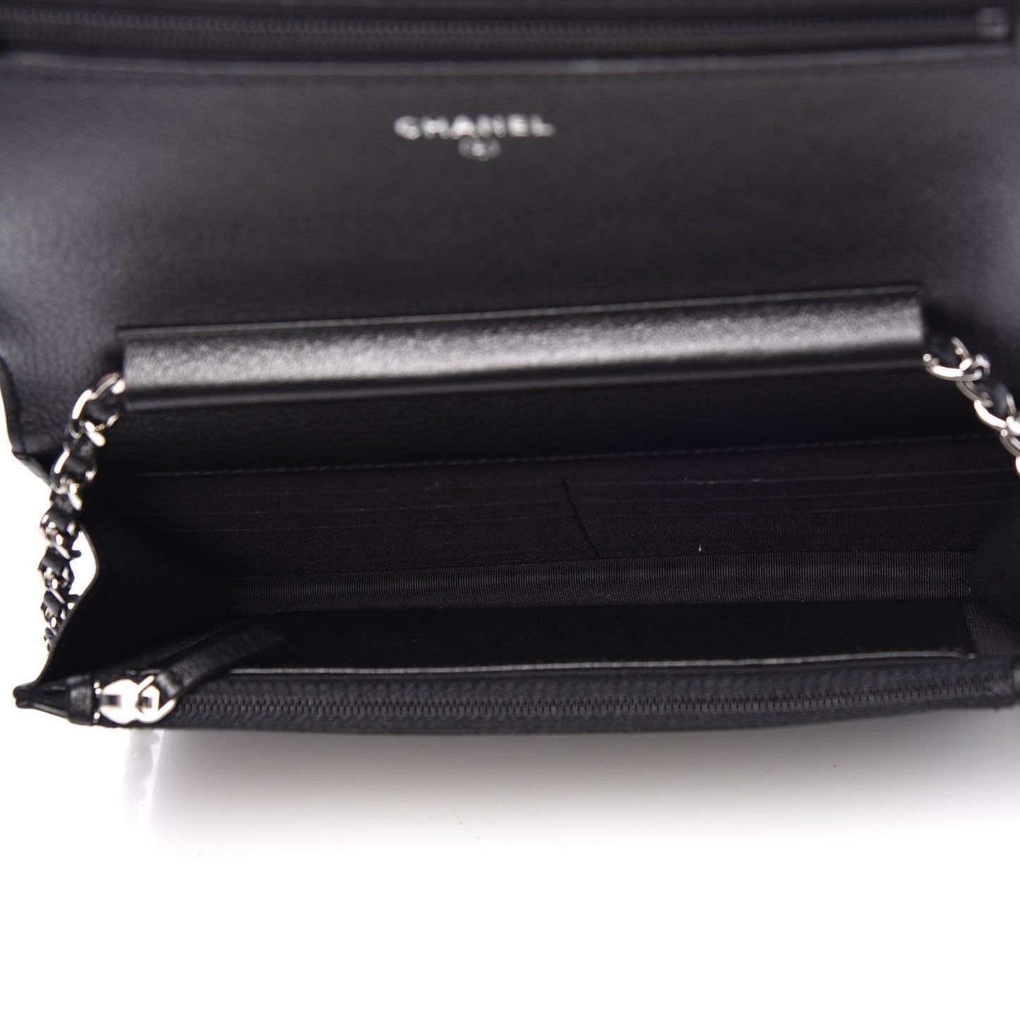 Goatskin Quilted Diamond CC Wallet On Chain WOC Black