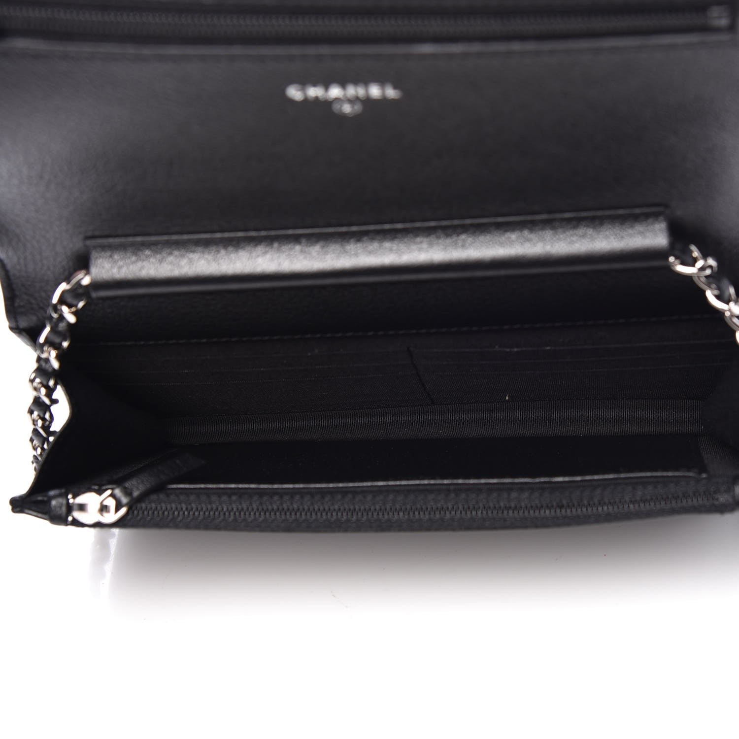Chanel Goatskin Quilted Diamond CC Wallet On Chain WOC Black 5 of 9