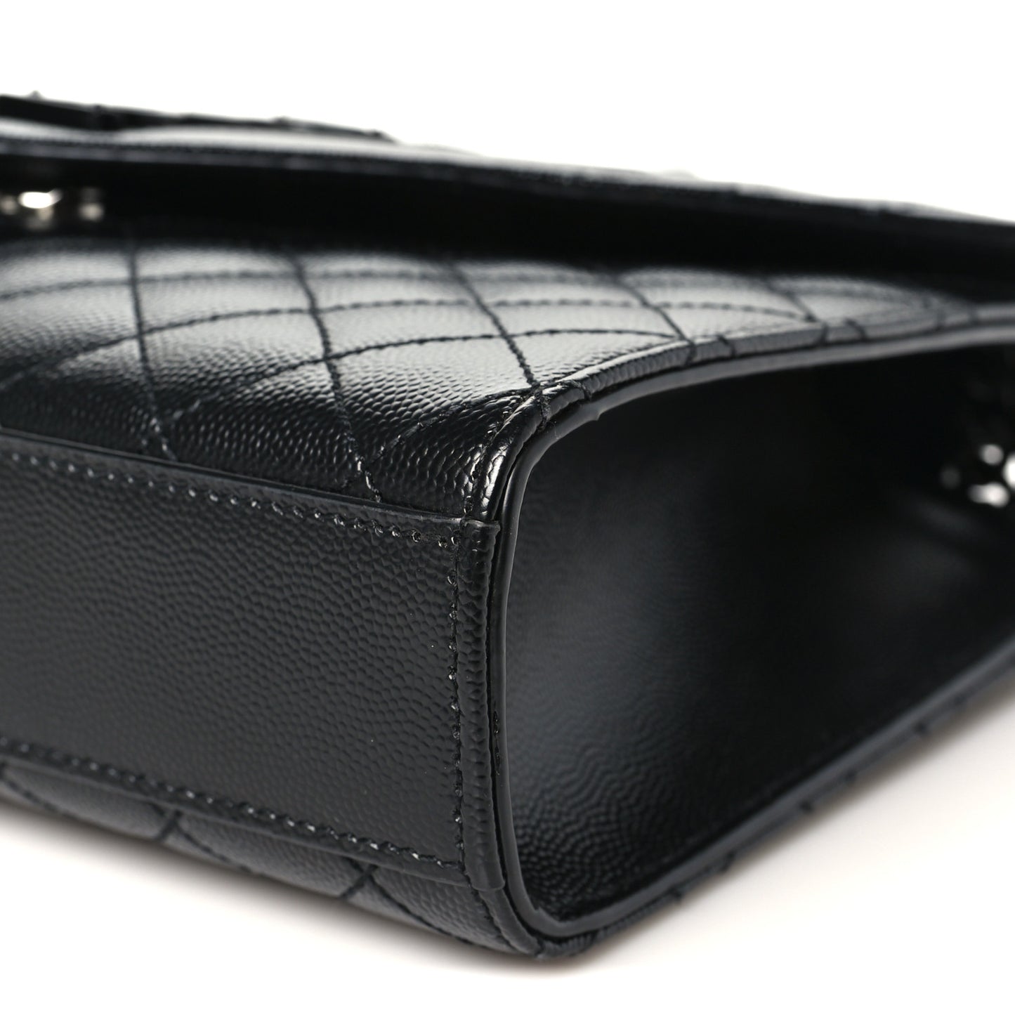 Grain De Poudre Textured Mixed Matelasse Triquilt Medium Monogram Monochrome Satchel Black