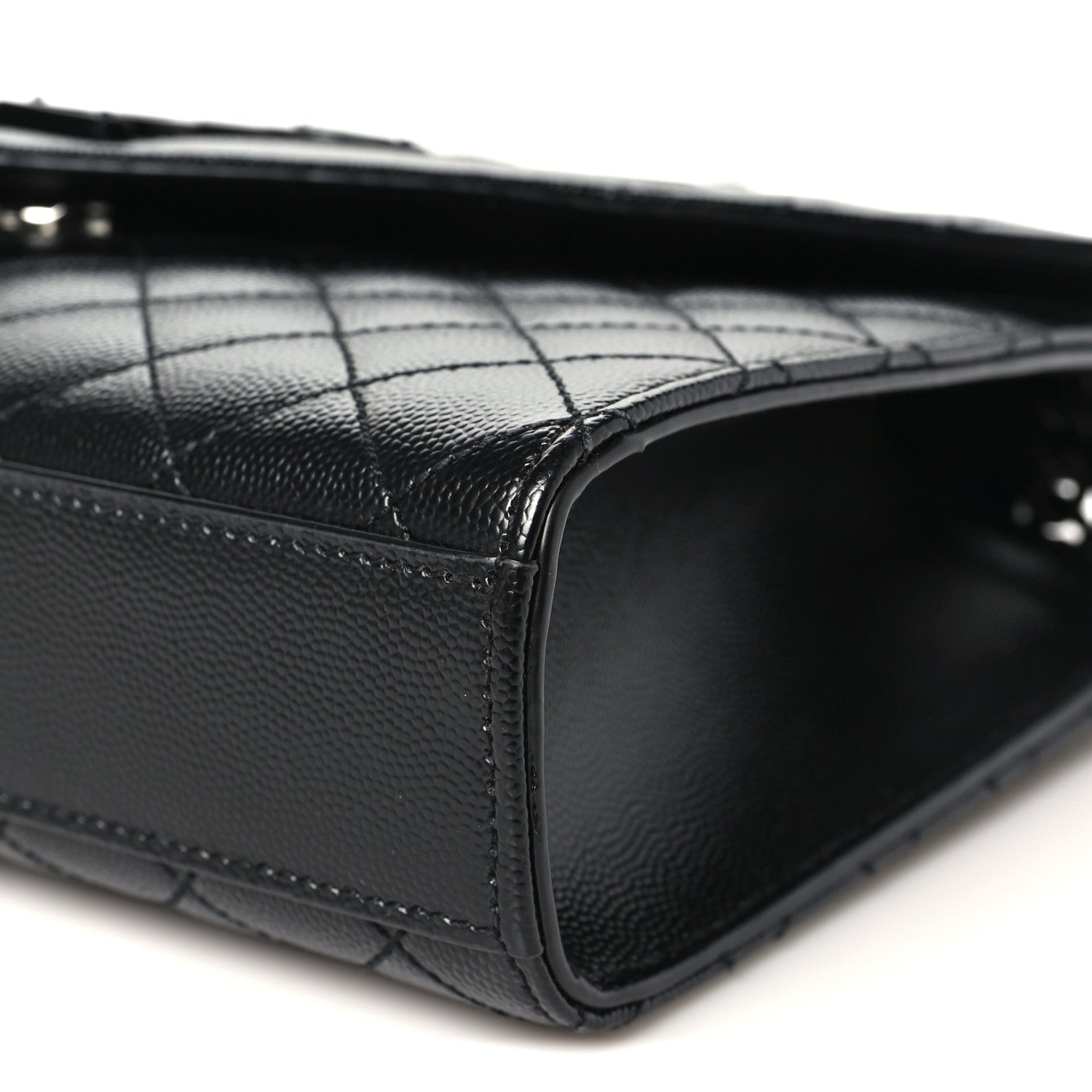 Saint Laurent Grain De Poudre Textured Mixed Matelasse Triquilt Medium Monogram Monochrome Satchel Black 9 of 10