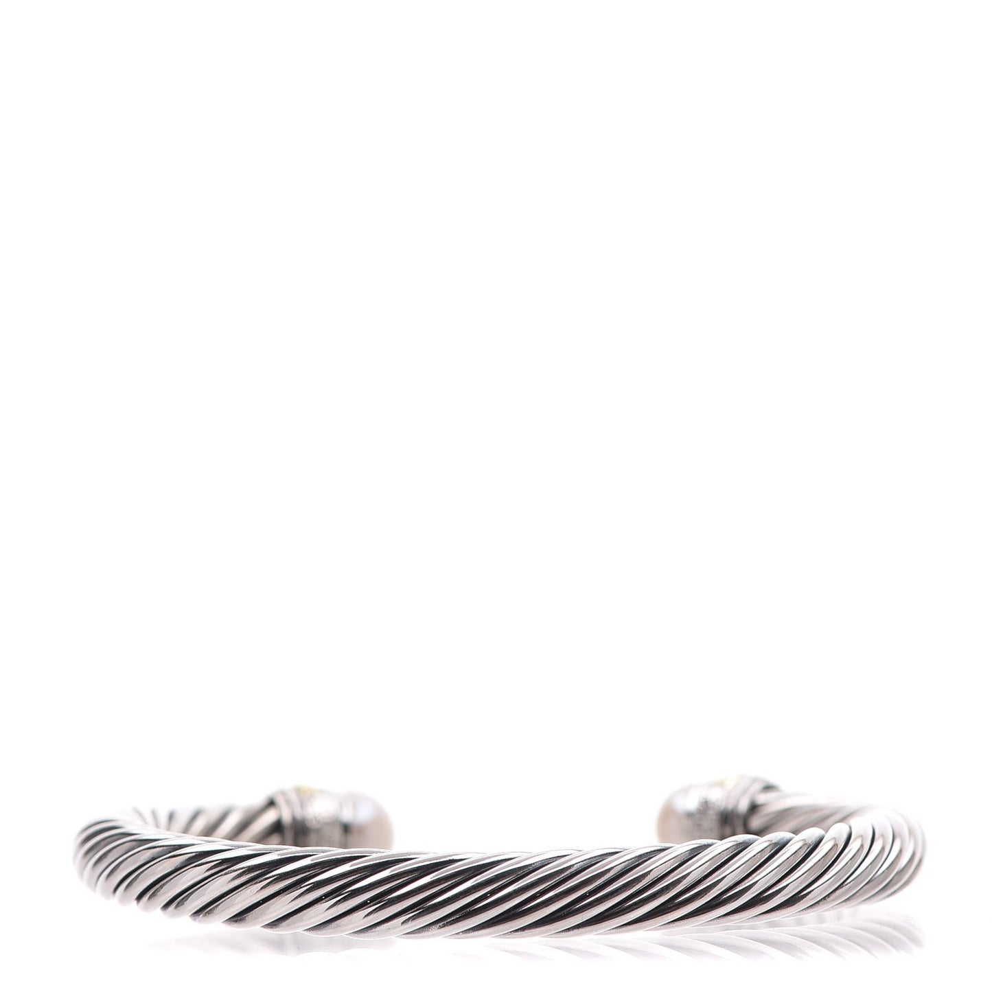 Sterling Silver 14K Yellow Gold Pearl 7mm Cable Classics Bracelet