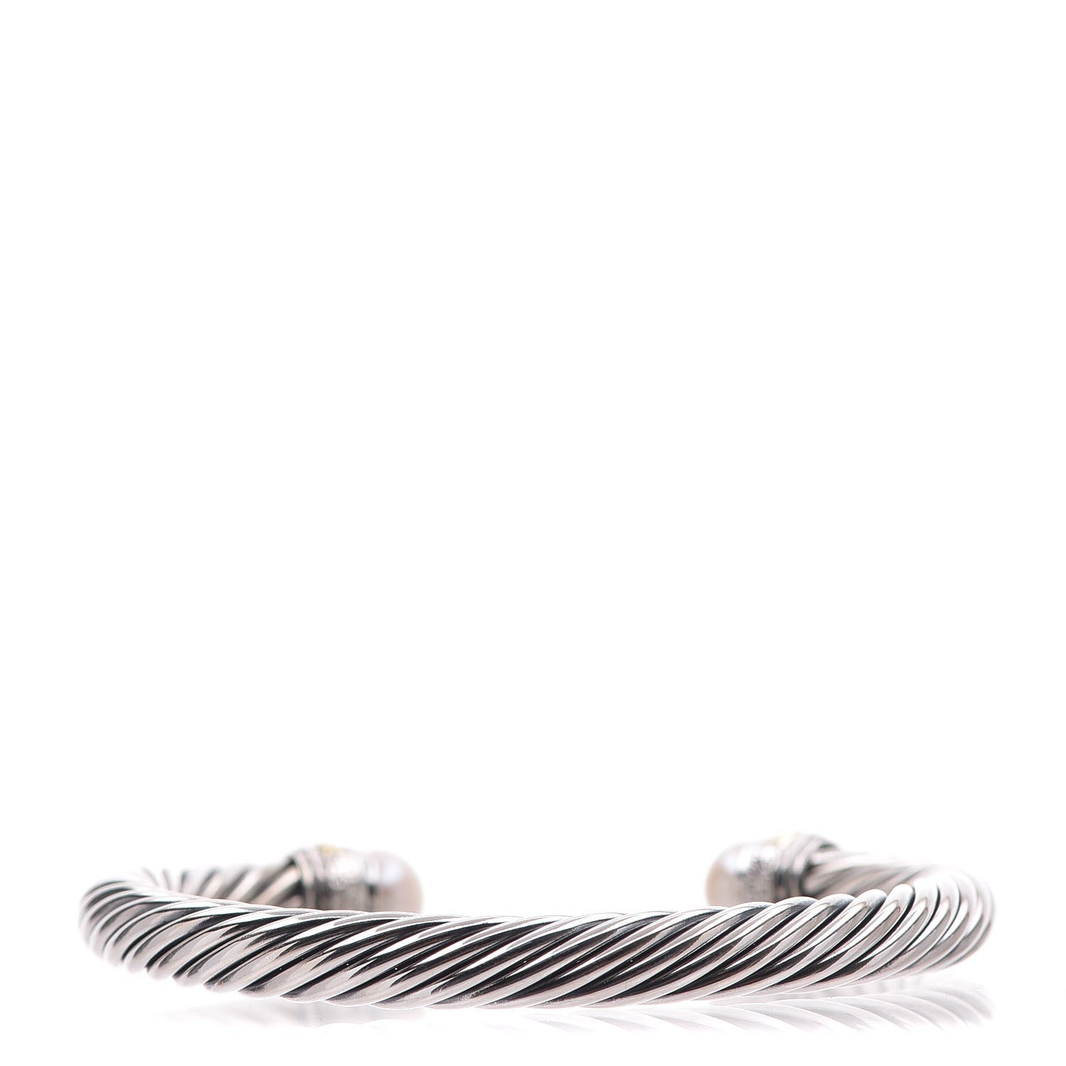 David Yurman Sterling Silver 14K Yellow Gold Pearl 7mm Cable Classics Bracelet 3 of 5