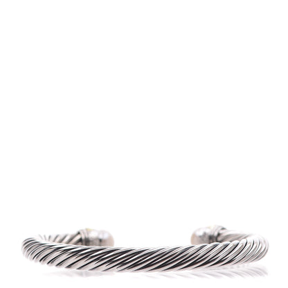 David Yurman Sterling Silver 14K Yellow Gold Pearl 7mm Cable Classics Bracelet 3 of 5
