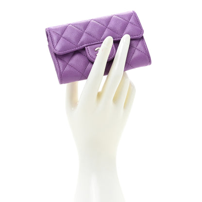 Chanel Caviar Quilted Flap Card Holder Wallet Purple 2 of 11