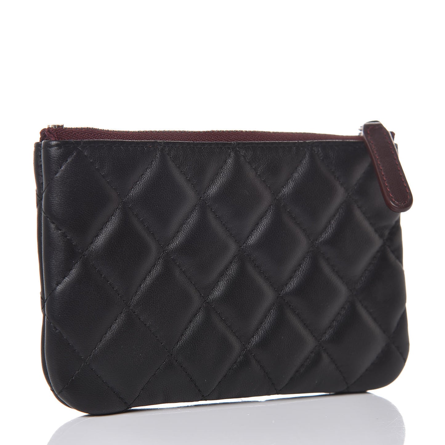 Lambskin Quilted Small Cosmetic Case Black