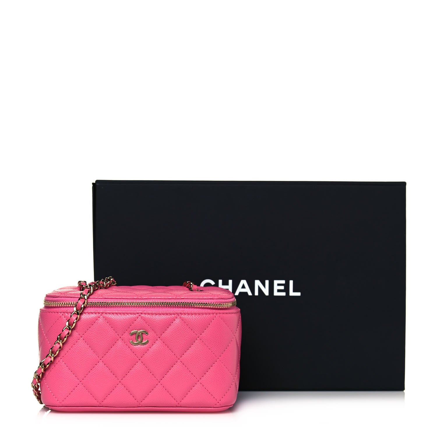 Chanel Caviar Quilted Small Vanity Case With Chain Pink 10 of 10