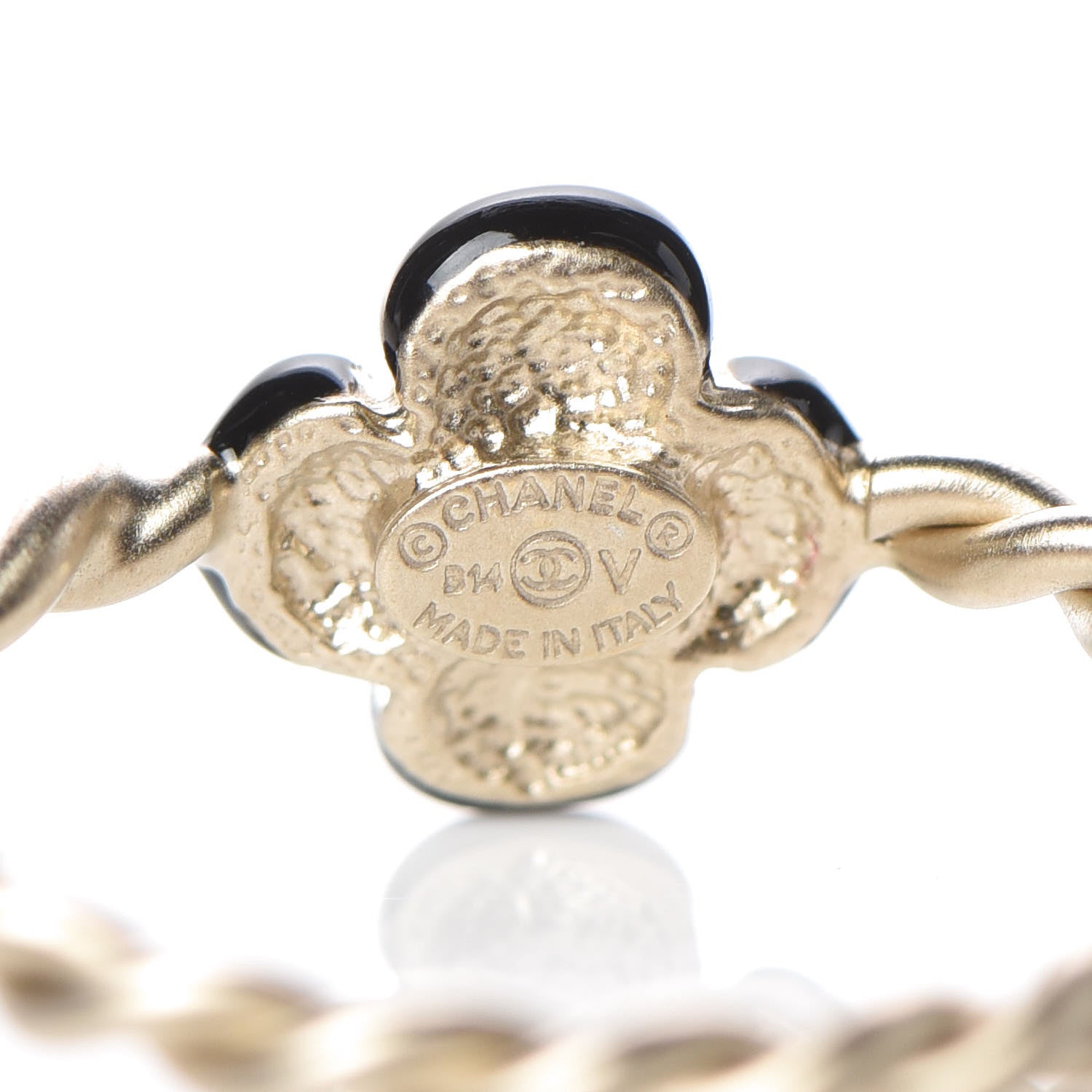 Chanel Enamel Camellia CC Ring Set of 2 4.5 5.5 Gold Black 4 of 5