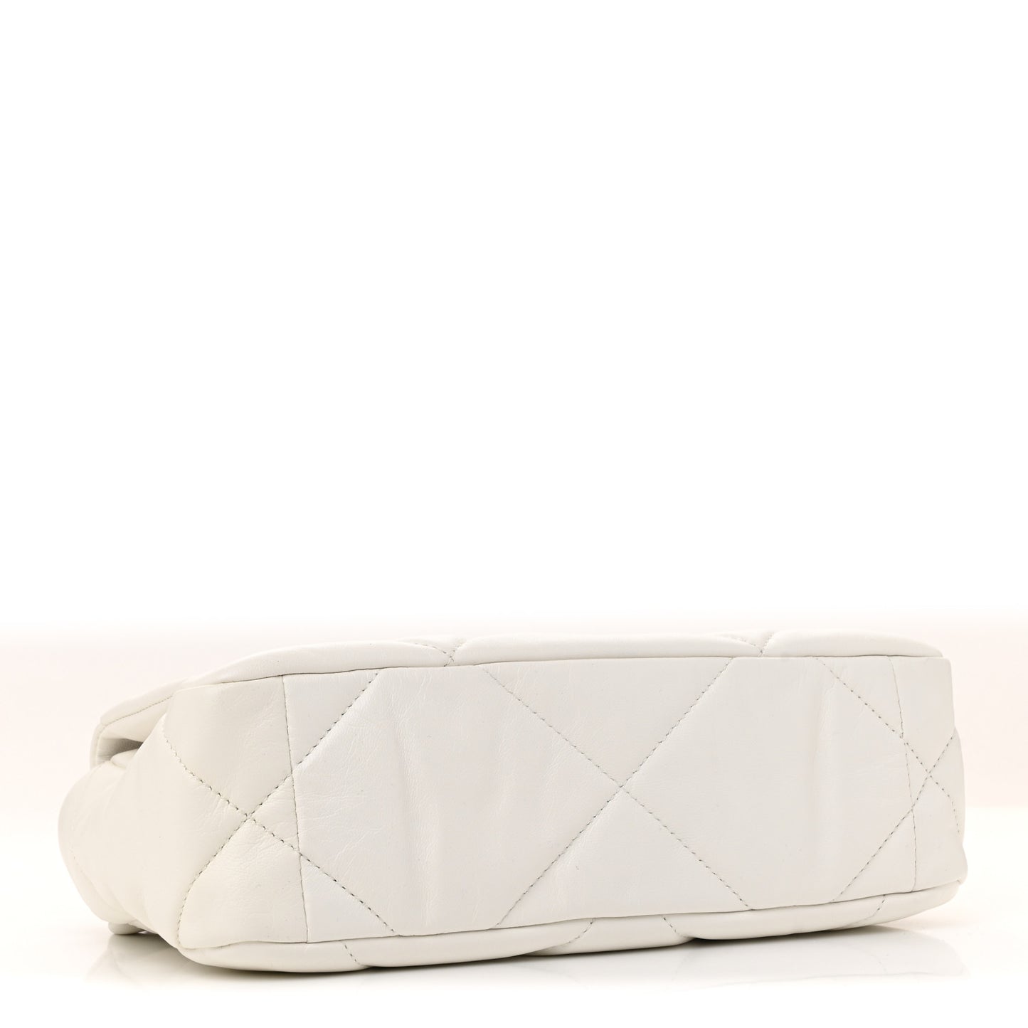 Shiny Goatskin Quilted Medium Chanel 19 Flap White