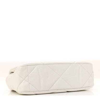 Chanel Shiny Goatskin Quilted Medium Chanel 19 Flap White 4 of 11