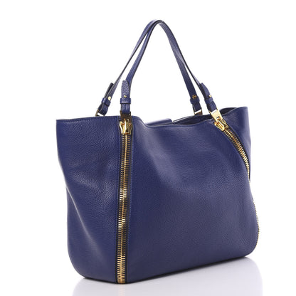 Tom Ford Grained Calfskin Sedgwick Medium Zipper Tote Cobalt 2 of 12