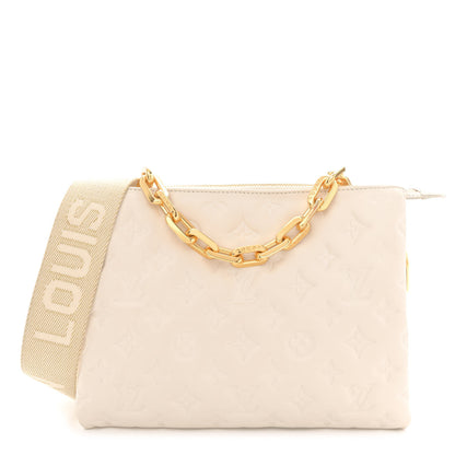 Louis Vuitton Lambskin Embossed Monogram Coussin PM Cream 1 of 13