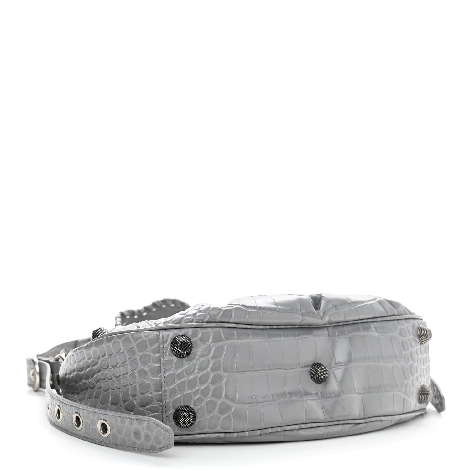 Balenciaga Extra Supple Calfskin Crocodile Embossed Small Le Cagole Shoulder Bag Balenciaga Grey 5 of 11