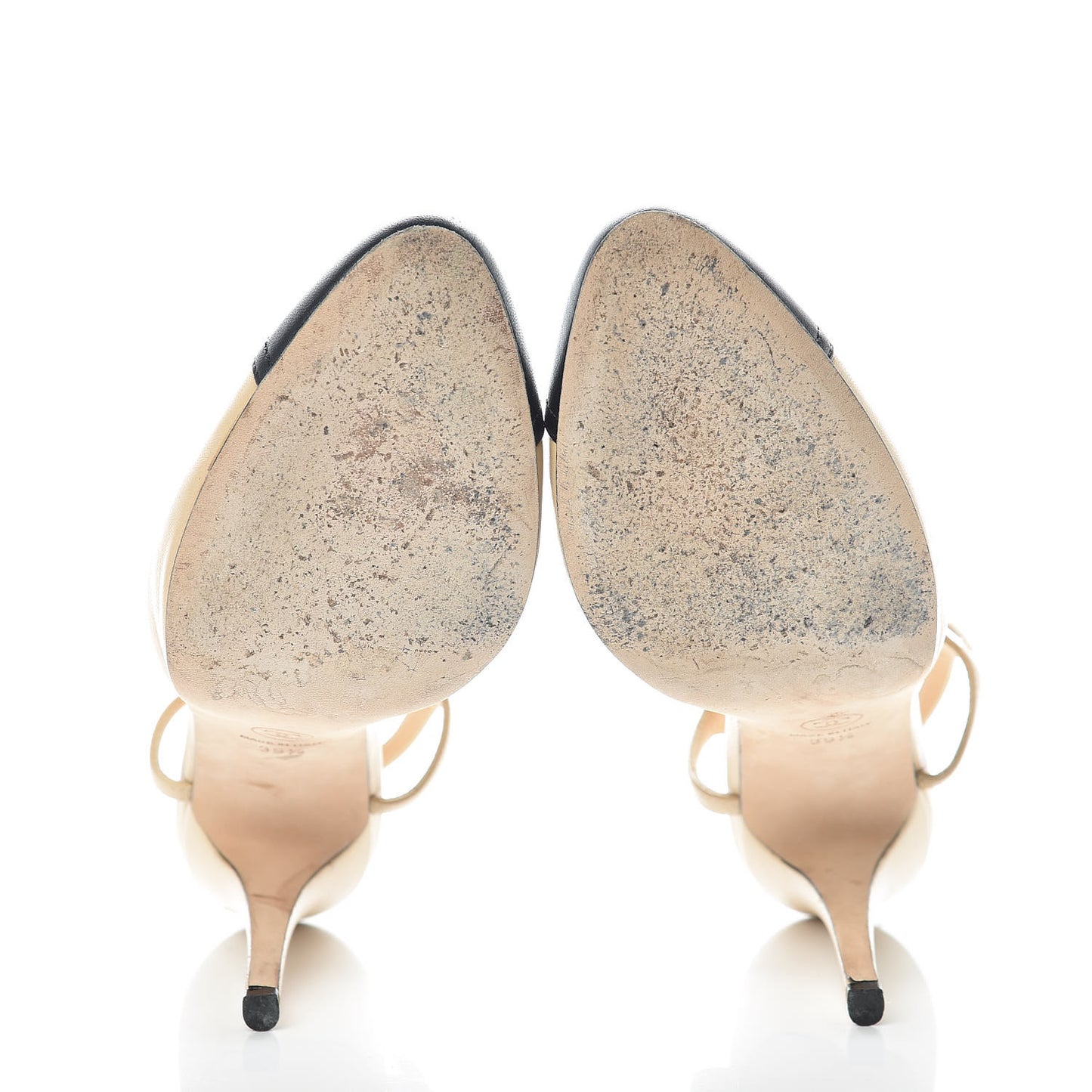 Lambskin Cap Toe CC Slingback Pumps 39.5 Beige Black