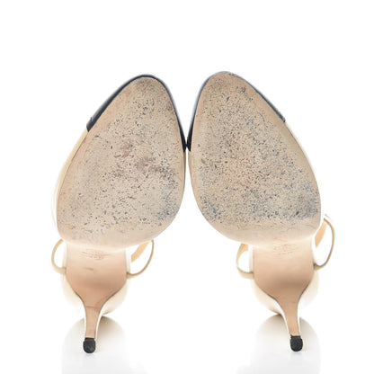 Chanel Lambskin Cap Toe CC Slingback Pumps 39.5 Beige Black 8 of 11