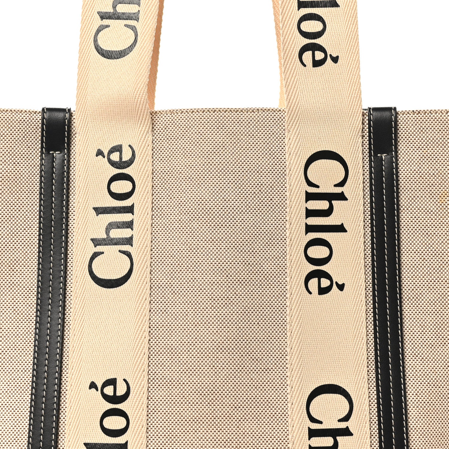 Chloe Cotton Calfskin Medium Woody Ribbon Tote White Blue 7 of 10