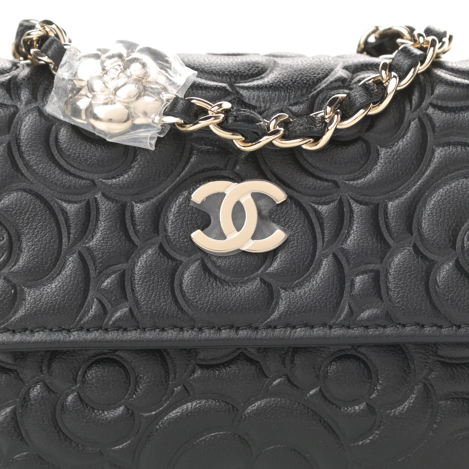 Chanel Lambskin Camellia Embossed Chain Belt Bag Black 9 of 12