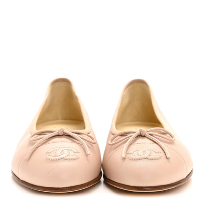 Chanel Lambskin Cap Toe CC Ballerina Flats 37 Beige 3 of 9