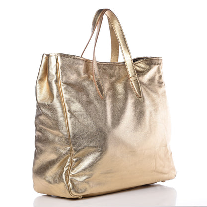 Saint Laurent Metallic Calfskin Y-Mail Tote Gold 3 of 15