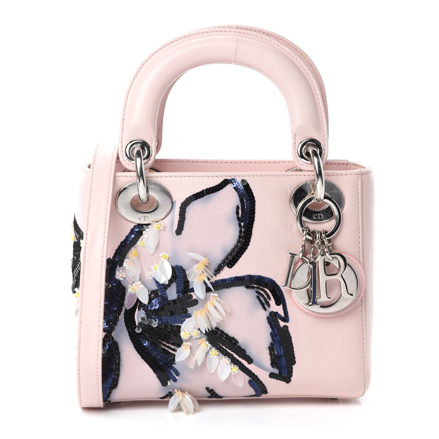 Christian Dior Lambskin Sequin Embroidered Mini Lady Dior Pink 1 of 13