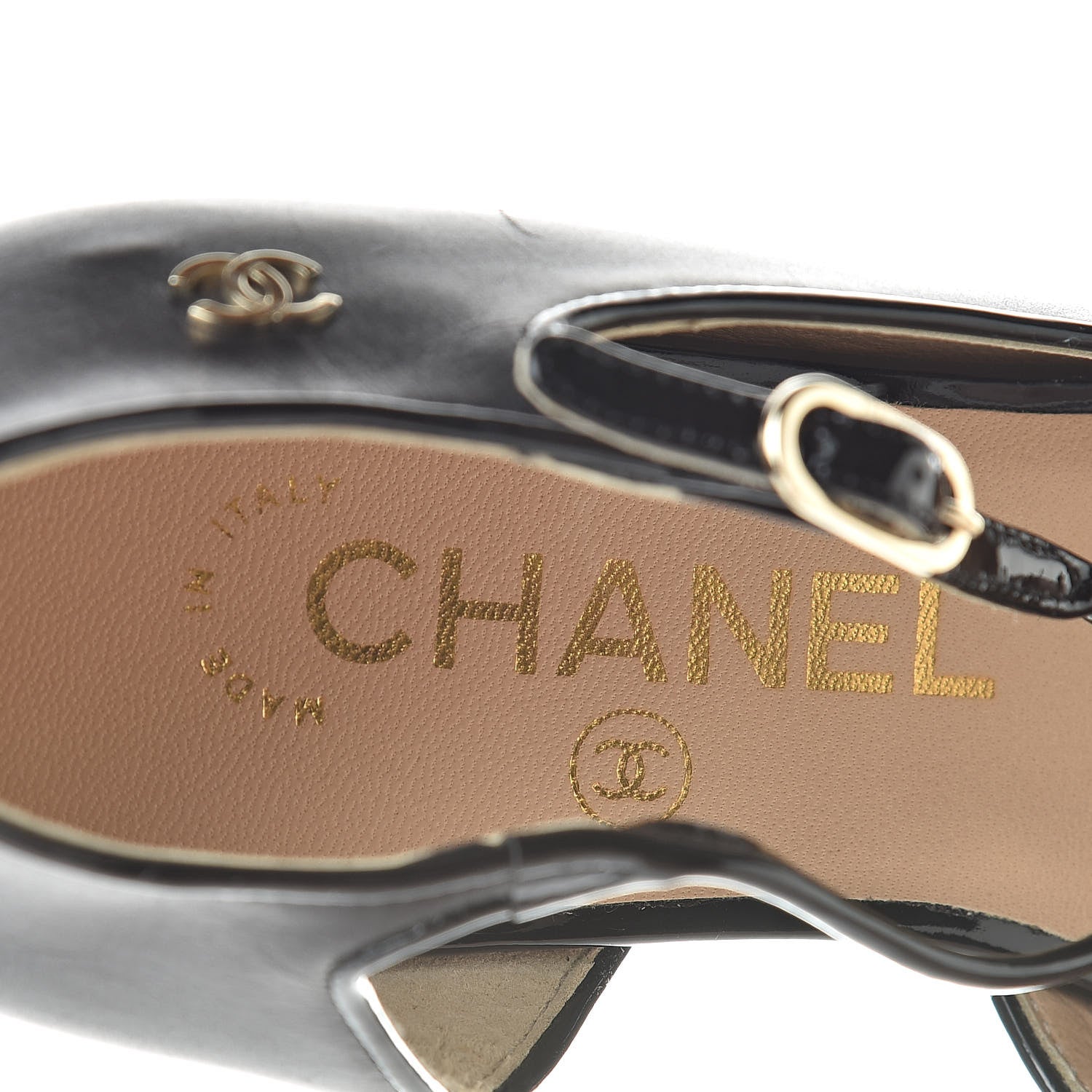 Chanel Lambskin Patent Cap Toe T Strap Flats 36 Black 7 of 7