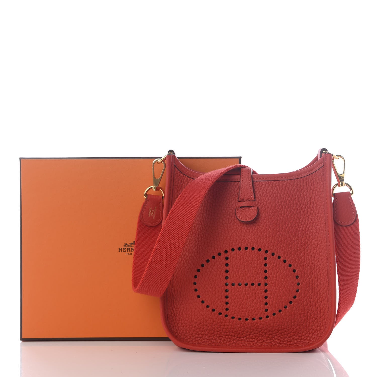 Hermes Taurillon Clemence Evelyne TPM Rouge Tomate 10 of 10