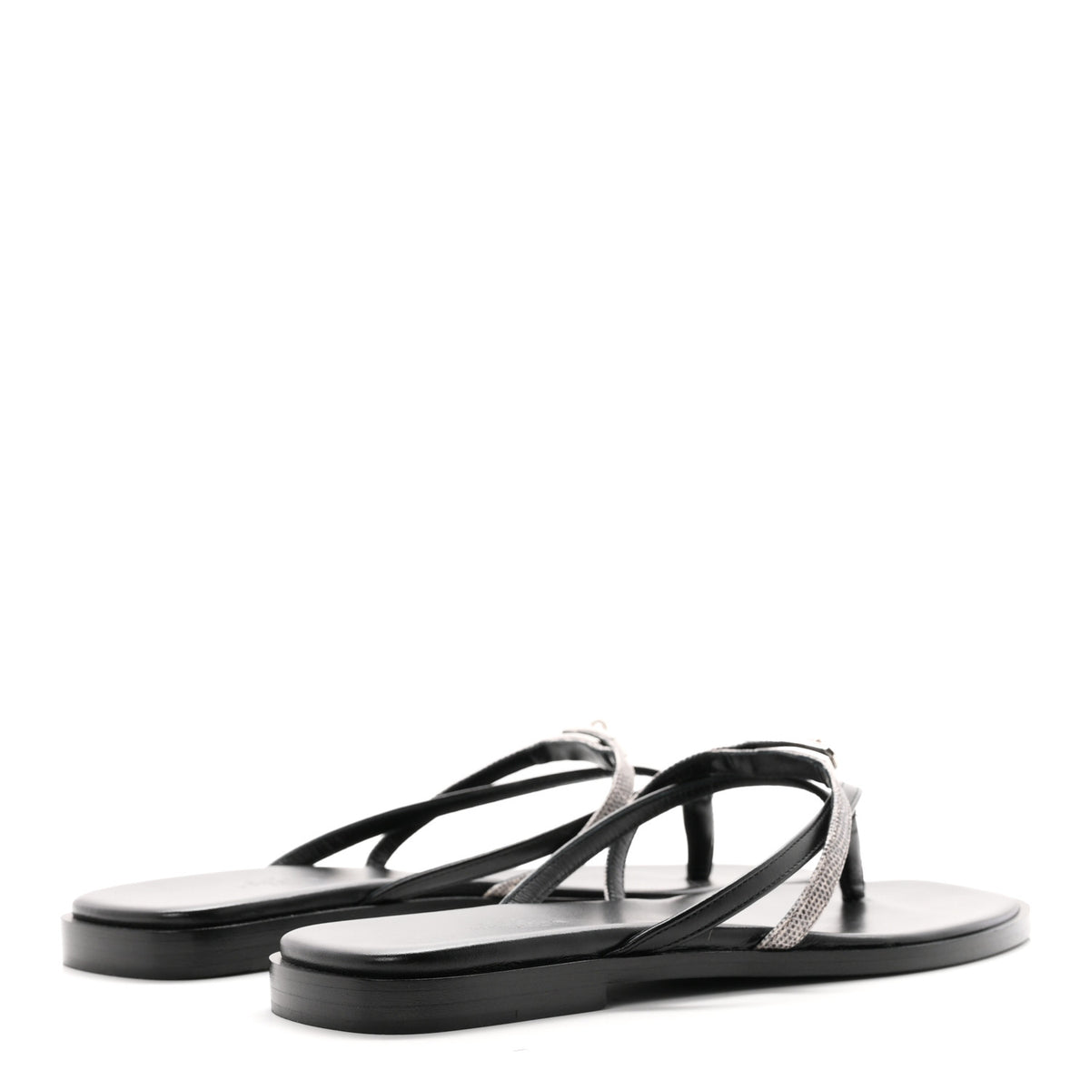 Hermes Calfskin Lizard Miss Sandals 38.5 Black Ombre 5 of 8