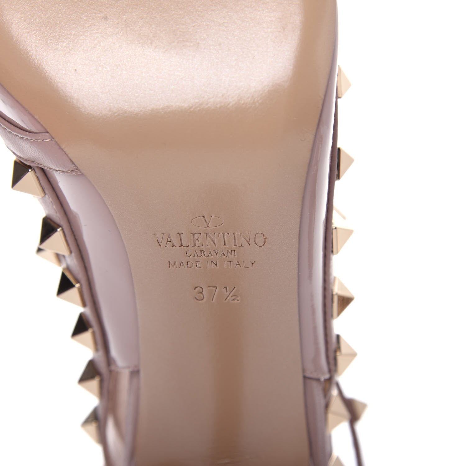 Valentino Garavani Patent Rockstud Ankle Strap Pumps 37.5 Poudre 9 of 11