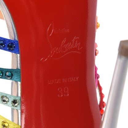 Christian Louboutin Specchio Calfskin Crystal Marthastrass 100 Slide Sandals 39 Silver Multicolor 7 of 10