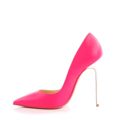 Christian Louboutin Matte Calfskin Jazz Calf Fluo So Kate 120 Pumps 35 Fuchsia White 1 of 8