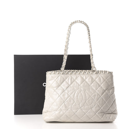 Chanel Glazed Calfskin Quilted Small Chain Me Tote Dark White 11 of 11