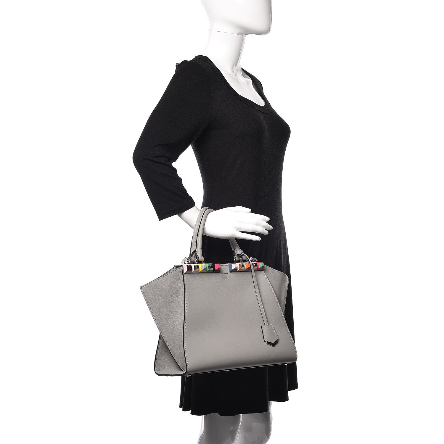 Fendi VItello Dolce Studded Petite 3Jours Tote Ghiaccio Multicolor 2 of 13