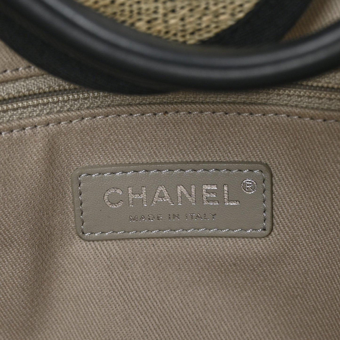 Striped Canvas Medium Deauville Tote Grey Black