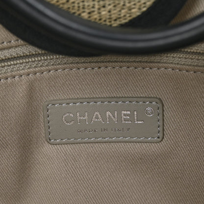 Chanel Striped Canvas Medium Deauville Tote Grey Black 5 of 9