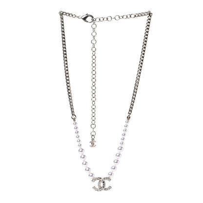Chanel Pearl Crystal Chain CC Necklace Gold 2 of 4