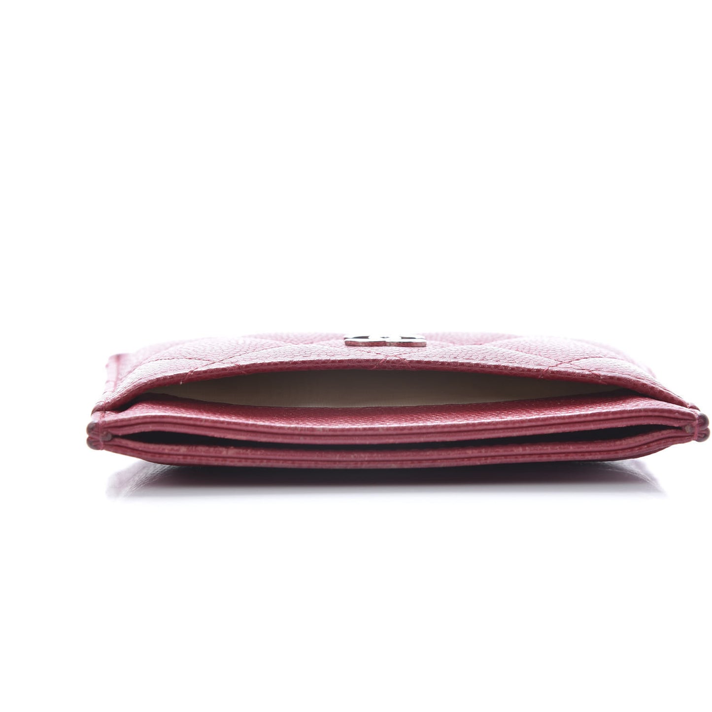 Caviar Quilted Card Holder Dark Pink