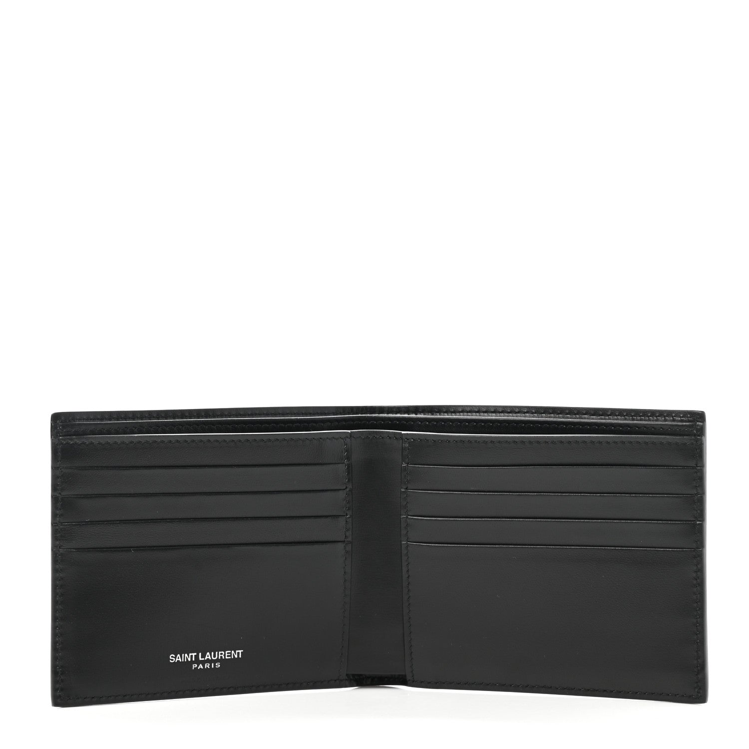 Saint Laurent Matte Calfskin Tiny Cassandre East West Wallet Black 5 of 7